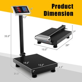 Giantex 660lbs Weight Computing Digital Scale Floor Platform Scale for Weighing Luggage Package Shipping Mailing Postal Scale with Accurate LB/KG Price Calculator, High-Definition Display (Black)