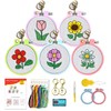 Zhenqing 5 Patterns Mini Cross Stitch Keychain Kit, DIY Flower