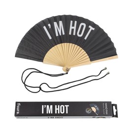 Fisura - Original Handheld Folding Fan with message in english. Funny wooden fan. Original holding Hand Fans. Birthday Gifts Wedding Party Decoration (Hot, black) (I'm hot, black)