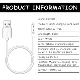 KIRVOS Universal Magnetic Charging Cable for Kids Watches, Accessories for Watches, 4 Pin Charging Cable for Smart Watches, Magnetic Charging Cord - Suitable for Watches, Headphones etc.