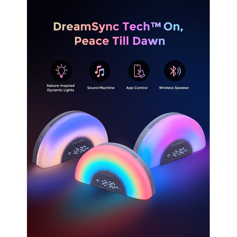 Momcozy DreamSync™ Baby Sound Machine, Night Light, APP Control Baby