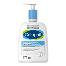 CETAPHIL Crema Limpiadora Espumosa Hidrantante, elimina la suciedad, aceite y maquillaje sin dañar la barrera de la piel, de 473 ml, Recomendada por Dermàtologos para Piel Sensible
