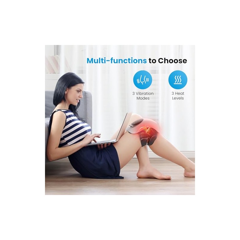 COMFIER Knee Massager, Wireless Knee Massager with 3 Adjustable Temperatures,