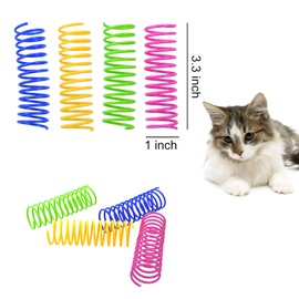 Andiker Cat Toys for Indoor Cats Interactive 3.34in 4 Colors Cat Spring Toy, Big Springs Set Lightweight Durable High Elasticity Cat Spiral Springs for Cats to Swat, Bite, Hunt to Kill Time (12pcs)