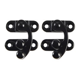 Begino 2Pack Antique Hook Hasp Latch Right Latch Hook Hasp 33mm x 28mm Wing Arm Latch for Jewelry Box Cabinet Toolbox Suitcase(Black)