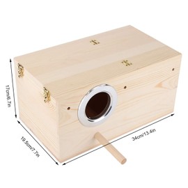 Parakeet Nesting Box, Natural Bird Breeding Box, Wooden Pet Breeding Box, Cage, Bird House, Parrots, Pairing Box with Stand for Finch, Canary, Sperling, 34 x 19.5 x 17 cm