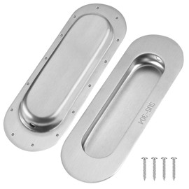 TYSM-CC Shell Handle, Stainless Steel, Pack of 2, Oval Sliding Door Handle, Furniture Handle, 120 x 40 mm, Recess Handles with Screws for Sliding Doors, Drawers