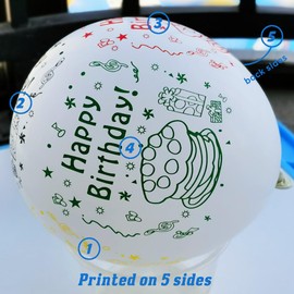 30Pcs White Birthday Balloons 12In Latex Balloons with "Happy Birthday"Colorful Printed for Kids Birthday Party Decoration