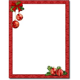 Red Christmas Bulbs Stationery Paper - 80 Sheets