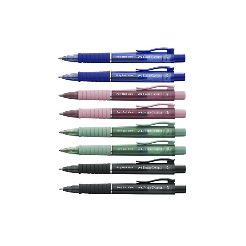 Faber-Castell Poly Ball View XB Ballpoint Pen, 8-Pack