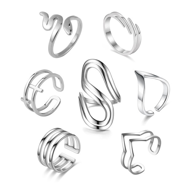 Loqimu Stackable Rings Stainless Steel Open Knuckle Rings for Women