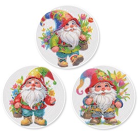 SHEGZHUC 3 Pack Diamond Painting Tableware Mat Place Mat Gnome Gnome 15 cm Diamond Painting Placemats Pot Coasters with Non-Slip Plate Mat Table Decoration Place Mats for Bowls Pans Pans