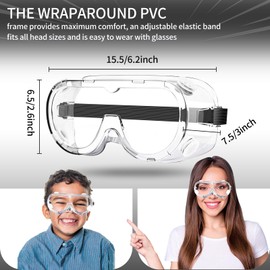 Taikula 2 Pack Safety Goggles with Anti-Fog Coating, Goggles for Chemistry Lab, Mowing, Clear Scratch-Resistant Lenses Safety Goggle Woodworking, Painting, Construction, Industrial