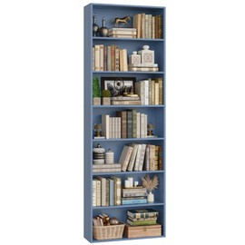 FACBOTALL 82" Tall Bookshelf, 7-Tier Open Shelves Bookcase, Freestanding Display Storage Shelves, Tall Bookcase Home Decor Furniture for Home Office, Living Room, Bedroom, Blue