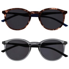 OPULIZE-Met 2 Pack Grandes Hombres Mujeres Marrón Azul Gris Negro Brazos Sol Lectores Gafas de Lectura UV400 SS6027 +2.50
