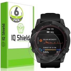 IQShield Screen Protector Compatible with Garmin Tactix 8/ Fenix 8 (Solar/Amoled),Fenix E/Garmin Fenix 7X (Solar/Sapphire Solar) 51mm (6-Pack) Anti-Bubble Clear TPU Film