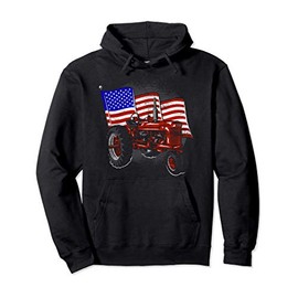 USA Flag Tractor Farmer Pullover Hoodie