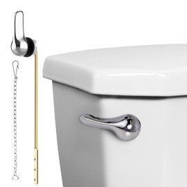 Mesora Toilet Handle Flush Lever Replacement Kit with Flapper Chain, Aluminum & Brass, Chrome - Toilet Repair Handle, Compatible with Most Toilets (Front Mount)