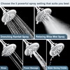 BRIGHT SHOWERS High Pressure 5-Function Rain Shower Head, Luxury Bathroom