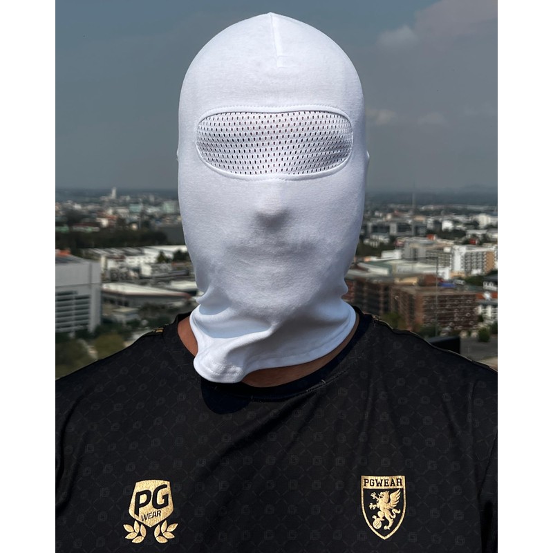 Balaclava in White with Mesh in Front of Eyes for