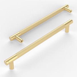 Amerdeco 10 Pack Gold Knurled Cabinet Pulls 160mm Center to Center Kitchen Cabinet Handles for Drawer Dresser, Cupboard and Wardrobe