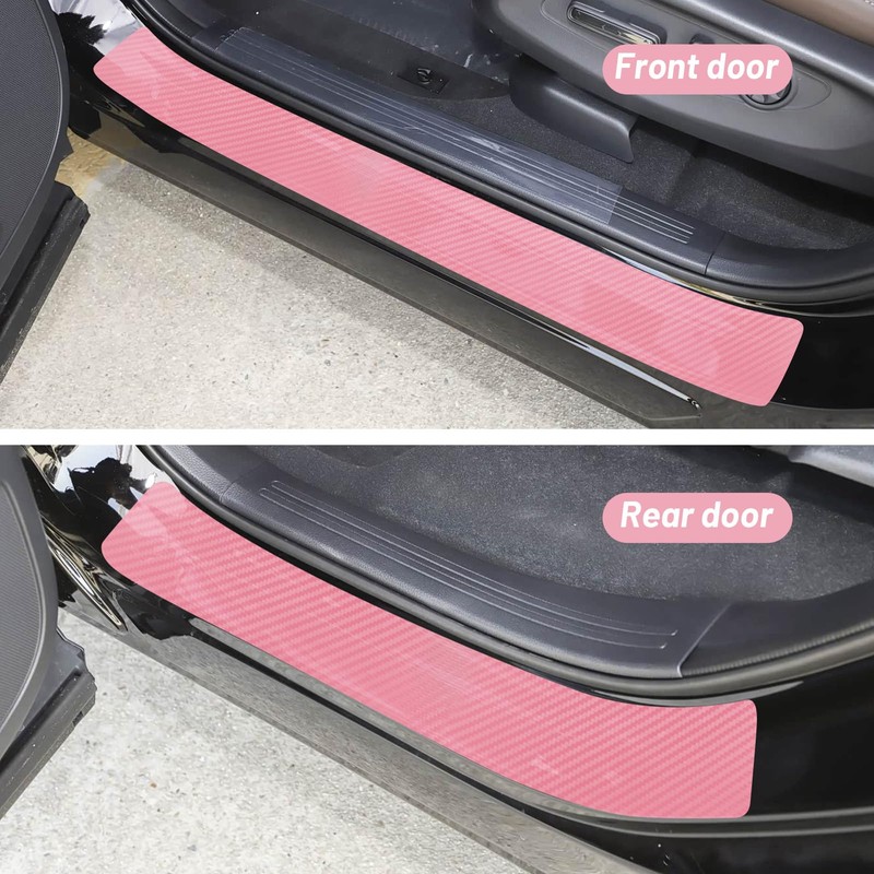 LANZMYAN 4PCS Car Door Sill Protector 3D Carbon Fiber for