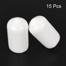 QUARKZMAN Pack of 15 Rubber End Caps 9 mm Plastic Cap Rubber Caps Protective Caps Cover Foot Caps for Chair Legs Table Legs Screws Bolts Thread Metal Rods Pipe Fence Posts White