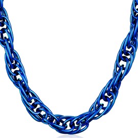 Quelay 40" Heavy Rope Chain Hip Hop Rapper Chain 80s 90s Costume Rapper Accessory Chunky Big Necklace for Men and Women(Blue)