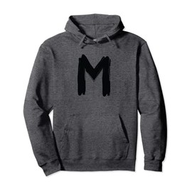 Creative Bold Black Letter M - Design - Alphabet - Marker Pullover Hoodie
