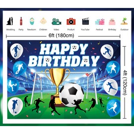 Football Birthday Backdrop Football Field Sports Theme Photography Background for Boys Men Football Theme Happy Birthday Party Decorations Supplies Backdrop (180x120cm)