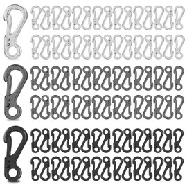 90PCS Mini Carabiner Clips Tiny Alloy Spring Snap Hook Keychain Clasps EDC Small Hanging Buckle for Backpack Camping Bottle Using Accessories Paracord Tactical Survival Gear More Durable(3 Colors) (S)