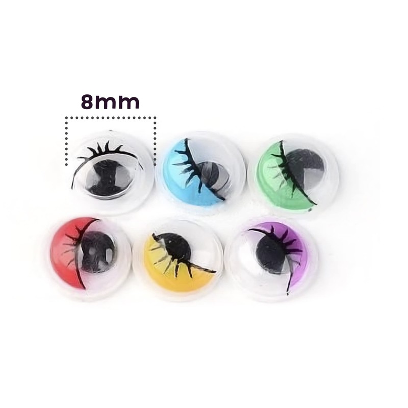 Craft County 300 Pcs Googly Eyes Multi Color 8mm Plastic
