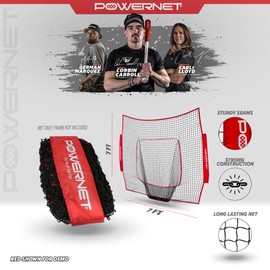 PowerNet Baseball Softball 7x7 Net Replacement, Durable Baseball Nets for Batting & Pitching, Heavy Duty Knotless Baseball Training Net Replacement, Team Color Nets, NET ONLY (Royal Blue)