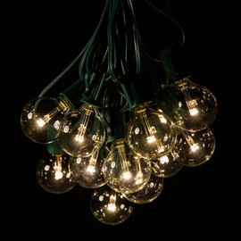Hometown Evolution, Inc. G40 LED Warm White Outdoor Patio String Lights with 0.6 Watt Bulbs (G40 LED 3 Diode - Green Wire, 50 ft)