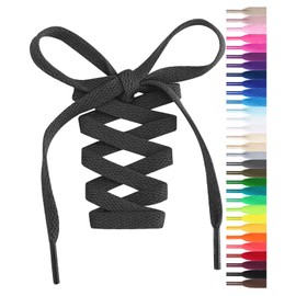 Handshop Flat Shoelaces 5/16" - Shoe Laces Replacements For Sneakers and Athletic Shoes Boots Black 91cm