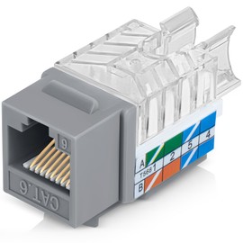 Everest Media Solutions 45° Angled CAT6 Keystone Jack in Grey - Slim Profile RJ45 Ethernet Connector - Compatible with 45° Angled Speed Termination Tool - 45Term (B0BL3GS7ZY) - 20-Pack