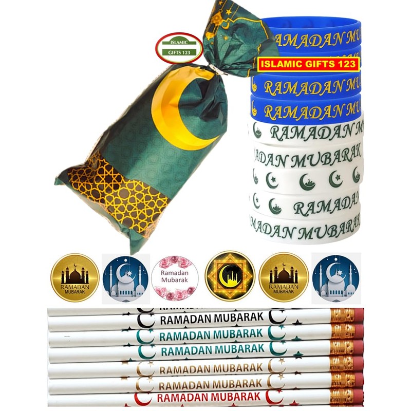 Ramadan Mubarak 800 Pcs-Pencils-Wristbands Stickers Goody Bags Muslims Favorite Happy