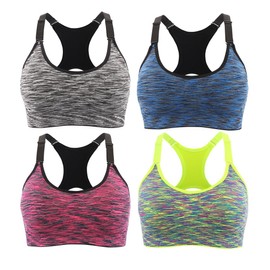 Srizgo women's sports bra, 2 / 4 pack Yoga bra, padded for cycling, jogging, boxing (packaging/ reusable) - m