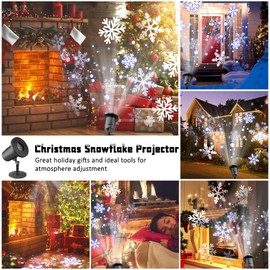 Christmas Decorations,Christmas Snowflake Projector Lights,Snowflake Lights Waterproof IP65 Plug in Xmas Lights, Indoor/Outdoor Christmas Decorations, Gifts for Boys/Girls/Kids/Friends/Family