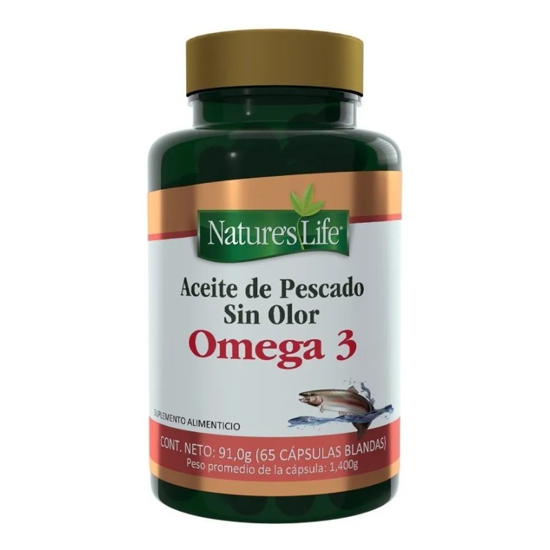 Cápsulas X65 Aceite De Pescado Sin Sabor Omega 3 Natures
