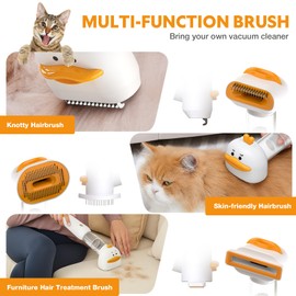 YoPoll Cat Grooming Vacuum Kit with Brush, Low-Noise Pet Hair Shedding Trimming Grooming for Indoor Cats, 4 in 1 Pet Vacuuming Groomer for Long or Short Haired Kitten Accessories(White)