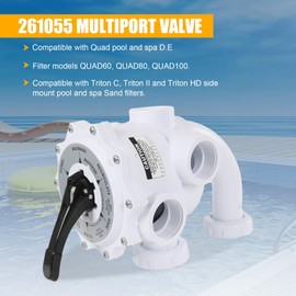 261055 Multiport Valve Replacement for Triton and Quad Pool and Spa Side Mound D.E. and Sand Filters 2 Inch Threaded 7 1/2 Inch Centerline Rebuild Kit