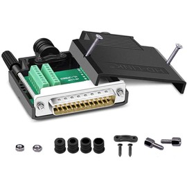 PENGLIN DB25 Solderless Connector RS232 D-SUB Serial Adapters, 16mm thinner 25 Pin Port Terminal Solderfree Breakout Connector Board with Case Accessories (1pcs DB25 Solderless Male)