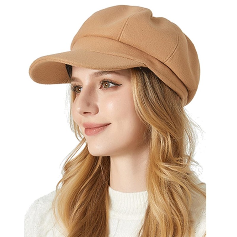 Redwestmelon Women's Newsboy Cap Retro Plaid Octagonal Hat Outdoor Sun