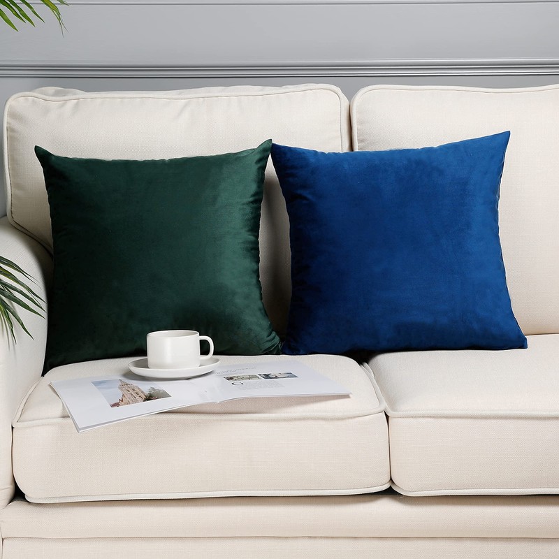 Pack of 2, Velvet Super Soft Solid Decorative Square Throw