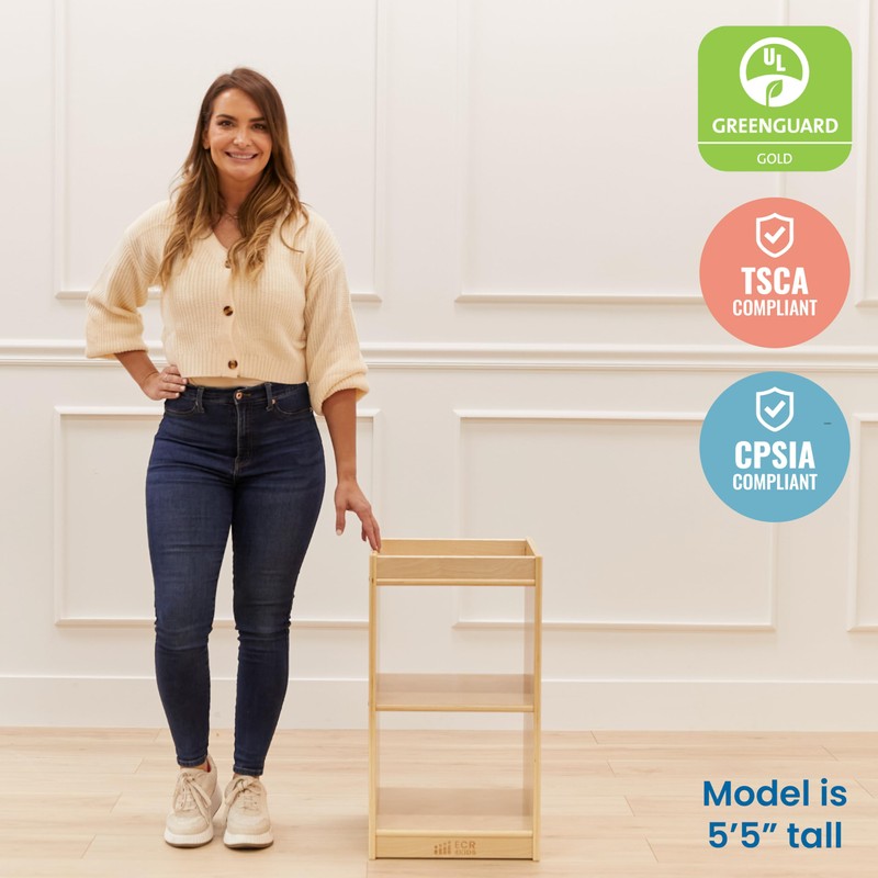 ECR4Kids 2-Cube Vertical Storage Cabinet, Display Shelf, Natural