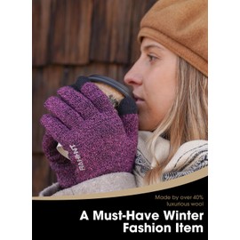 Rahhint Thermal Winter Gloves for Men Women Pure Wool Knit Gloves with fleece lining insulated Liner Keep Hand Warm Gift
