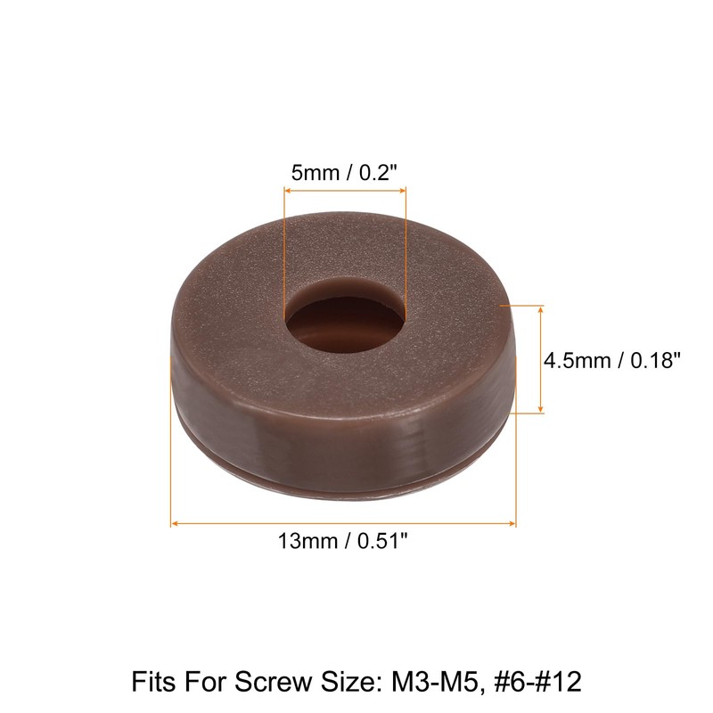 uxcell 100Pcs 5mm Hinged Screw Cover Caps Plastic Fold Screw