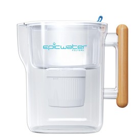 Pure Pitcher | Removes Fluoride & PFAS - Color: White w/ Bamboo Handle