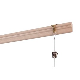 STAS Windsor Traditional Wood Picture Rail Crown Moulding - 47 Inch + 2X Gold/Brass Moulding Hooks, 2X Clear Cords and 2X Picture Hooks